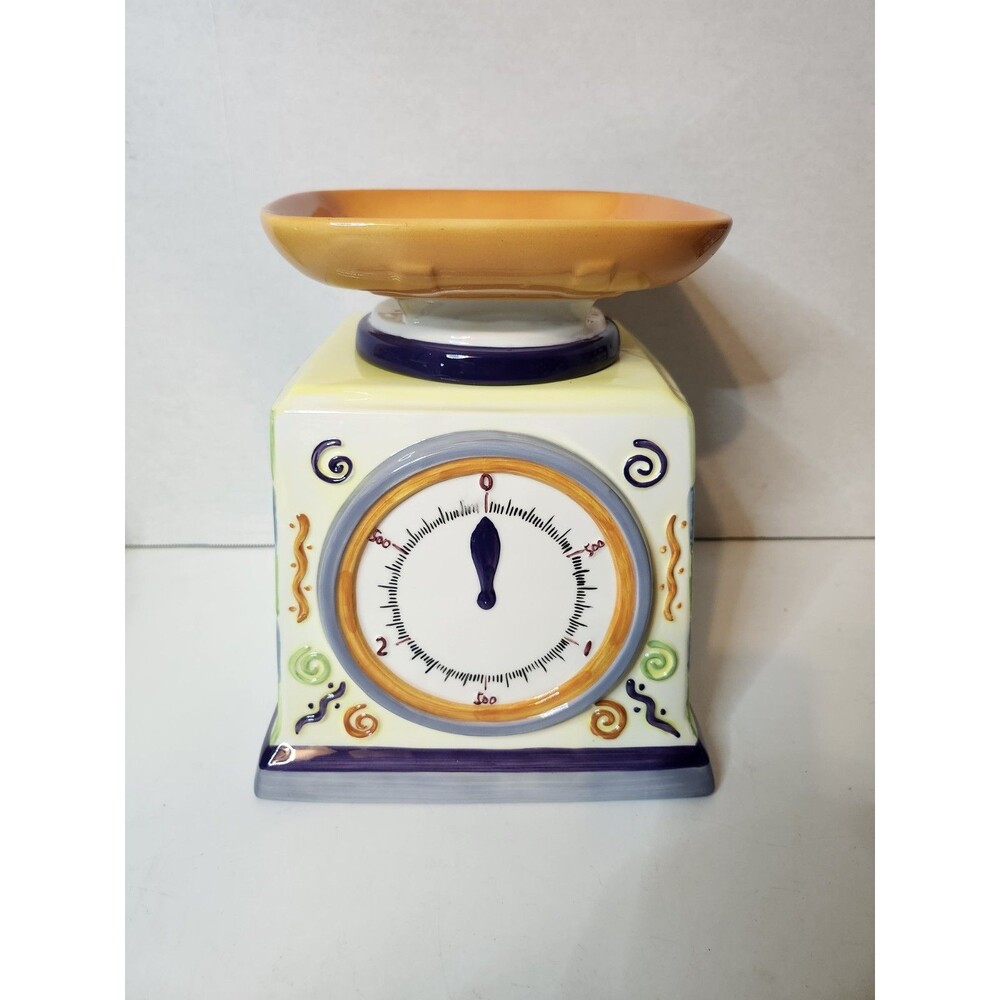 Vintage Bico produce scale cookie, candy, treat jar  made in China 9.5" Tall